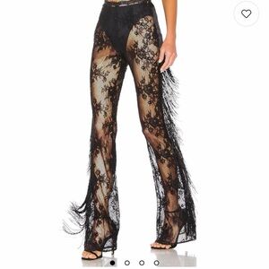 Michael Costello X Revolve Freedom pant, lace black with fringe sides